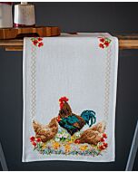 Vervaco borduurpakket tafelkleed haan en kippen borduren met telpatroon pn-0172772