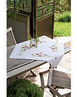 Vervaco borduurpakket tafelkleed pimpelmees met viooltjes pn-0148682 voorbedrukt borduren