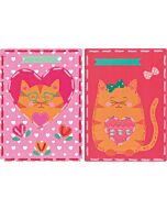 Vervaco kinder borduurpakket 2 borduurkaarten poezen met hartjes pn-0157039