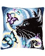 Vervaco kruissteek borduurkussen poes met vlinders borduren pn-0149061