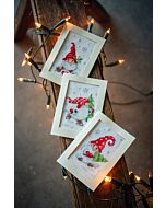 Vervaco wenskaarten met omslag kerstkabouters in de sneeuw set van 3 borduren pn-0189708