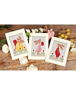 Vervaco wenskaarten met omslag paaskonijn in tulpentuin set van 3  borduren pn-0196171