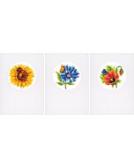 Vervaco wenskaarten met omslag zomerbloemen set van 3 borduren pn-0147922