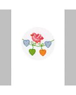 Wenskaart met omslag vogel met hartjes om te borduren van vervaco 