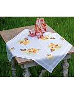 Voorbedruk borduurpakket tafelkleed oranje bloemen en vlinder van Vervaco pn-0187348