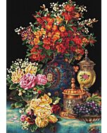 Voorbedrukt borduurpakket Classic Flowers - op aida van Needleart world.   850.034