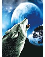 Needleart World voorbedrukt borduurpakket huilende wolf op aida 650.027 om te borduren