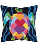 Voorbedrukt kruissteek kussenborduurpakket zeeschildpad Collection d'Art  5346