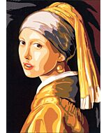 Voorbedrukte stramien van een Het meisje met de parel van Vermeer 