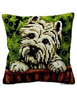  Voorbedrukt kruissteek kussen hond westy als borduurpakket