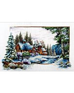 Voorbedrukt borduurpakket winter snow - winter sneeuw op aida Needleart World 540.044
