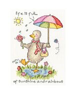 Bothy Threads borduurpakket wenskaart zonneschijn en regenbogen XCD1 telpatroon