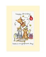 Bothy Threads borduurpakket wenskaart katten feest XGC60 telpatroon 