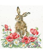 Bothy Threads borduurpakket konijn in het bloemenveld XHD143 telpatroon