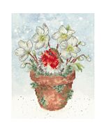 Bothy Threads borduurpakket roodborstje in de bloempot XHD147 telpatroon 