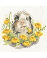 Bothy Threads borduurpakket cavia tussen de bloemen XHD165 telpatroon