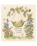 Bothy Threads borduurpakket geboortetegel lekker in de hangmat XNS1 telpatroon