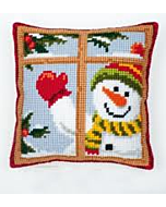 Vervaco borduurpakket Zwaaiende sneeuwman pn-0008519 kruissteekkussen