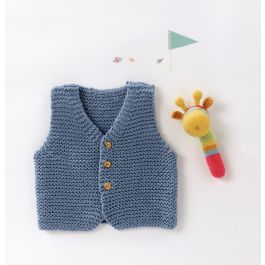 Klem Portaal Kapitein Brie Lana Grossa baby vestje zonder mouwen breien van soft cotton big incl.  Infanti Edition | C.R. Couture