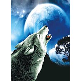 Needleart World voorbedrukt borduurpakket huilende wolf op aida 650.027 |  C.R. Couture