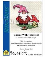 Mouseloft borduurpakket kabouter met een paddenstoel 004-S02 telpatroon