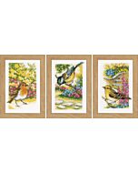 3 Borduurpakketten vogels in de tuin met telpatroon van Vervaco pn-0155883