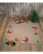 Borduurpakket kerstkleed kerstman met dieren Permin 45-0211