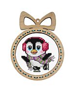 Orchidea borduurpakket kerst pinguïn 6675 telpatroon incl. frame