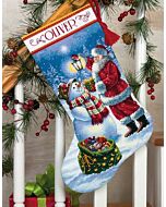 Dimensions borduurpakket Kerstsok kerstman met sneeuwpop borduren 70-08952