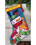 Borduurpakket Kerstsok sneeuwpoppen familie dimensions voorbedrukt 72-109139