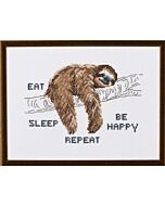 Permin borduurpakket Eat, sleep, be happy - Repeat 92-4321 telpatroon