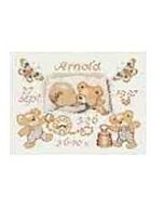 Borduurpakket geboortelap baby en beren Arnold