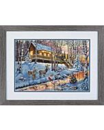 Dimensions borduurpakket winter cabin 70-08976 telpatroon