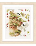 Borduurpakket Aardbeien en vogels  lanarte pn-0168599  Marjolein Bastin