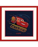 Borduurpakket geboortetegel Lightning McQueen met gierende banden met telpatroon Cars van vervaco pn-0167543
