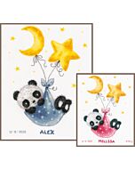 Borduurpakket geboortetegel pandabeertje gaat slapen van Vervaco pn-0190822 om te borduren