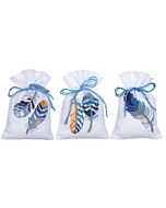 Borduurpakket Kruidenzakje 3 st. Blauwe pluimpjes met telpatroon van Vervaco pn-0170243