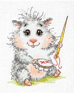  Borduurpakket  hamster  met borduurwerk - Magic Needle met telpatroon.