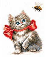 Borduurpakket  poes met strik  Magic Needle met telpatroon  58-010