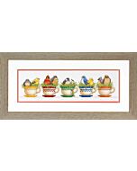 Dimensions borduurpakket theekopjes met vogels 70-35394
