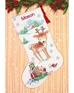 Dimensions kerstsok rendier en egel borduren 70-08978