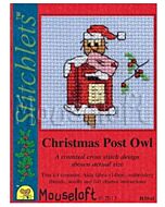 Mouseloft borduurpakket kerstkaart uil bezorgd de kerstpost H35stl telpatroon incl. kaart & envelop