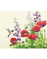 Borduurpakket kolibrie klaprozen (hummingbird & poppies.