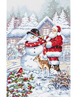 Letistitch borduurpakket kerstman met sneeuwpop  L8015
