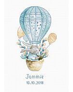 Borduurpakket rabbit in a flying balloon - konijn om te borduren van Luca-s  b1150