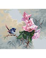  Borduurpakket vogel met rozen om te borduren van Luca-s om te borduren B2313