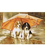 borduurpakket telpatroon Honden onder de paraplu (Couple under an Umbrella)  van Luca-s b550