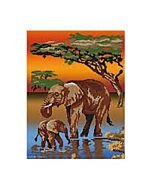 Borduurpakket Olifant  met baby telpatroon van Marie Coeur 4723 om te borduren