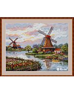 Borduurpakket  Nederlandse windmolens -  Dutch Windmills  k-167 met telpatroon 