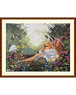 Borduurpakket met telpatroon Day Dreaming - vos met vlinder Merejka k176